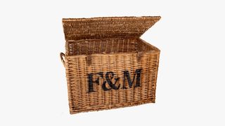 Typography created for Fortnum & Mason shown on a Fortnum & Mason hamper