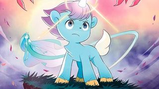 Unico Awakening; a blue small unicorn